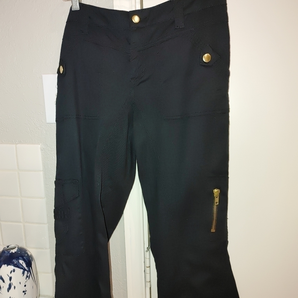 NWOT Susie Rose Black Capris W Gold Enhancements Size 11